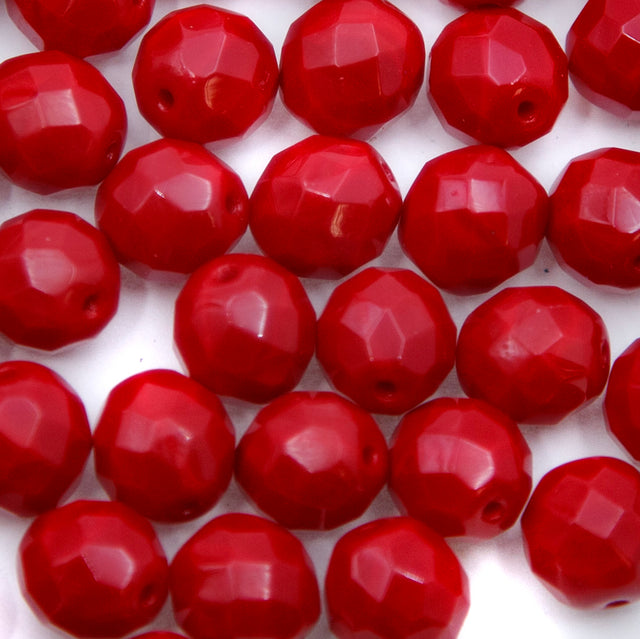 10FC146-L: CZ FACET RD Opaque DK Red 10mm-150PC Loose