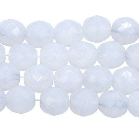 10FC210: Cz Faceted Round Opal White 10mm-150PC