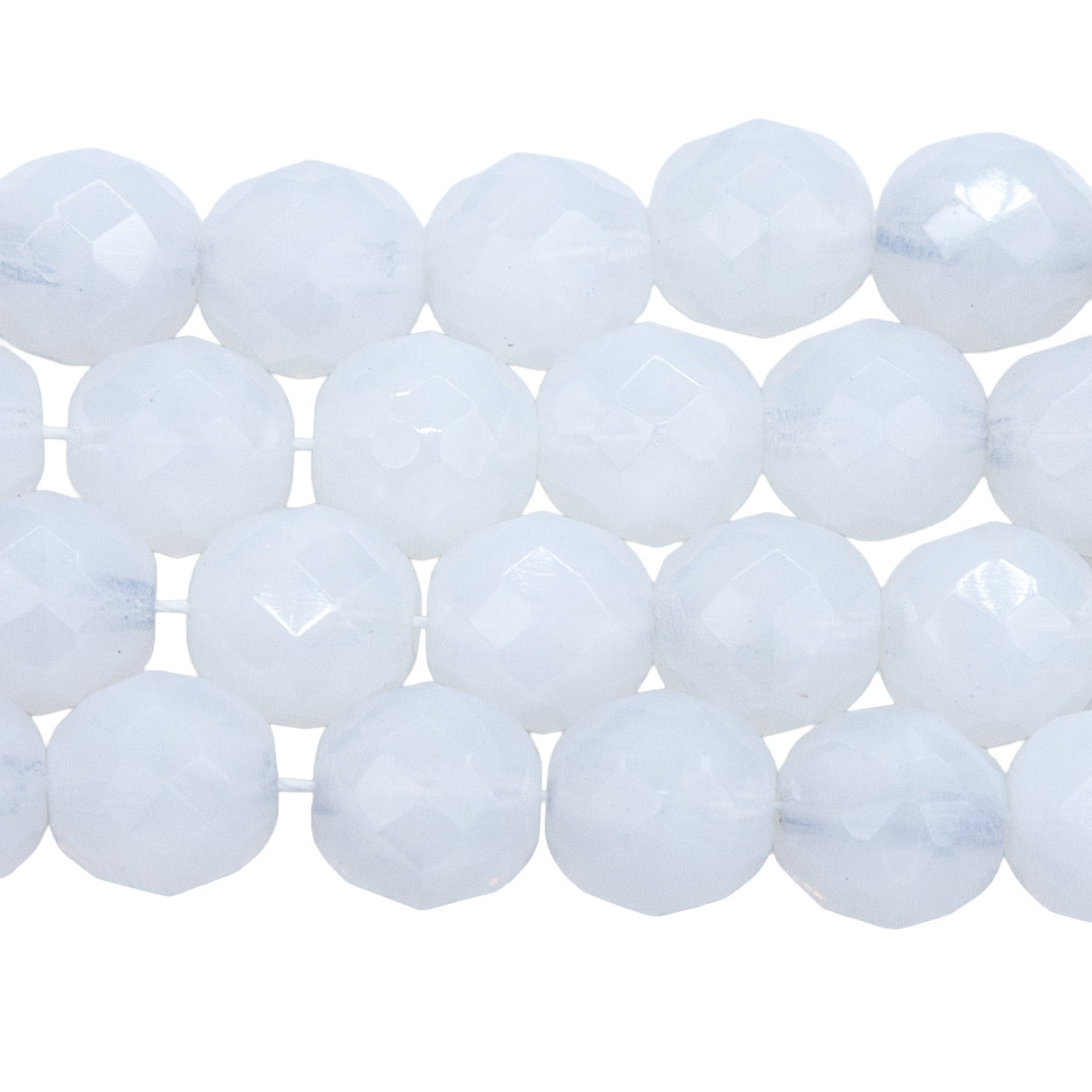 10FC210R: Cz Faceted Round Opal White 10mm-25PC