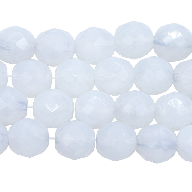 10FC210R: Cz Faceted Round Opal White 10mm-25PC
