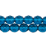 10FC266: CZ FACET RD TRANS DK MED Aqua 10mm-150PC