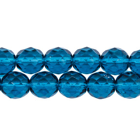 10FC266: CZ FACET RD TRANS DK MED Aqua 10mm-150PC