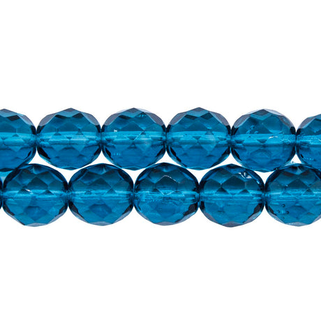 10FC266: CZ FACET RD TRANS DK MED Aqua 10mm-150PC