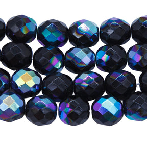 10FC509: Cz Faceted Rd Black AB 10mm-150PC