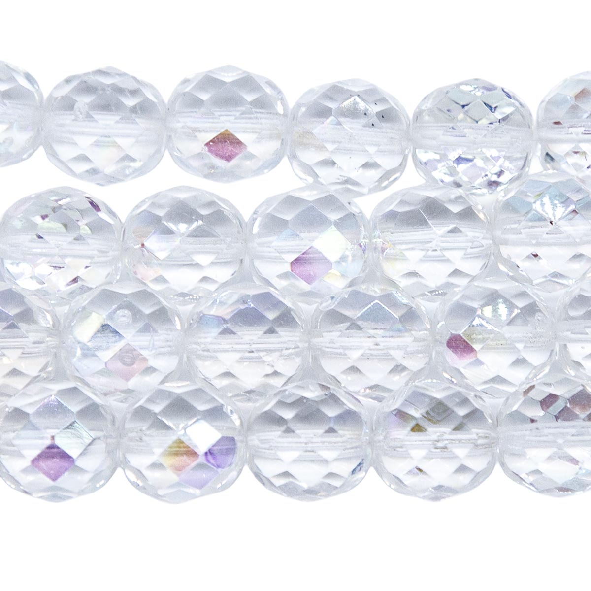10FC512: Cz Faceted Round Crystal AB 10mm 150PC