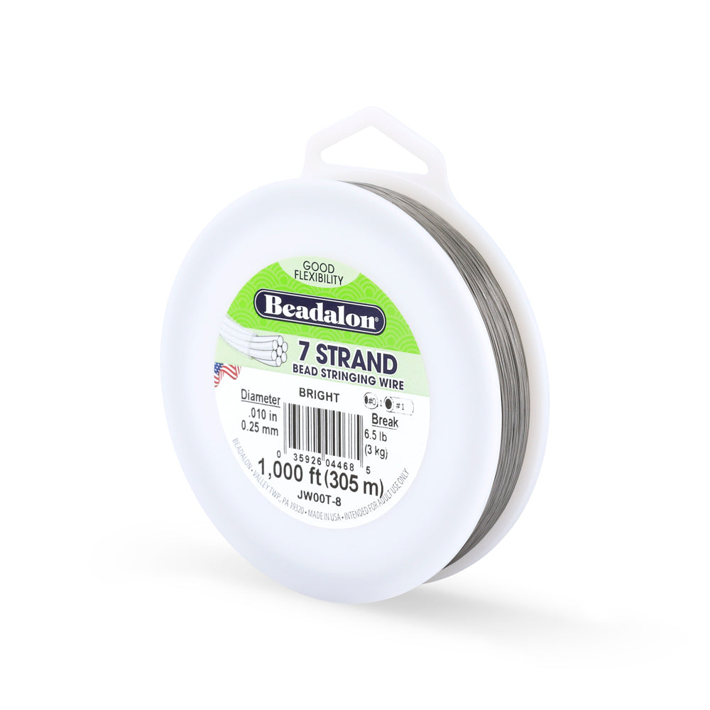 10FI298-1000: Beadalon Silver .010 7-strand 1000 Feet Spool 1 Spool