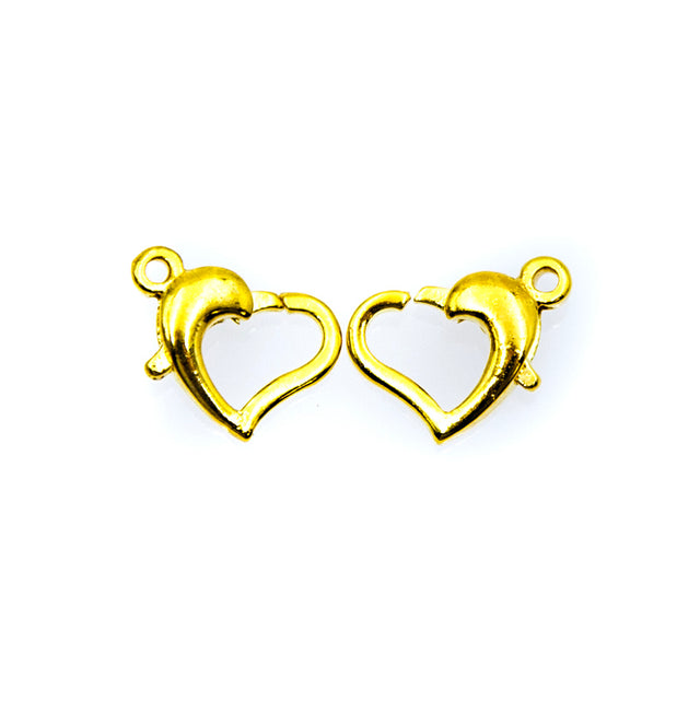 10FI545-G: Clasp Lobster Heart Gold 8x10mm - 8 Pieces