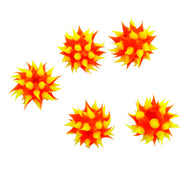 10MS134-22: Rubber Round Orange w/Yellow 10mm - 5PPK