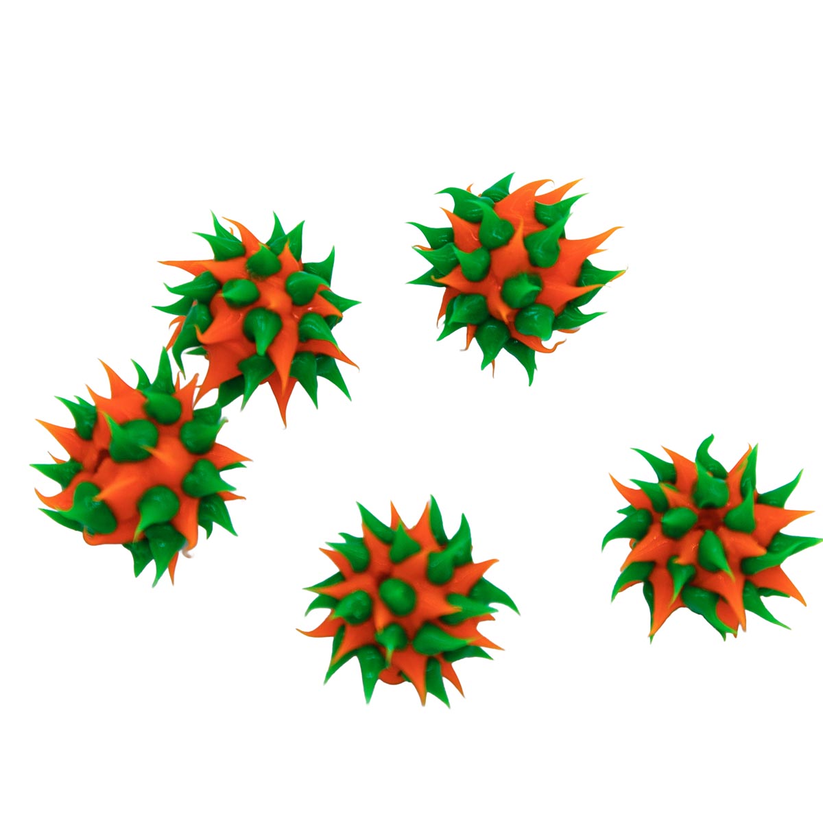 10MS134-82: Rubber Round Orange w/Green 10mm - 5PPK