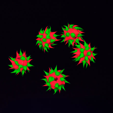 10MS192-82: Rubber Round Pink w/Green 10mm - 5PPK