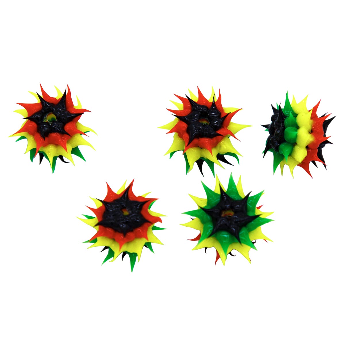 10MS526: Rubber Round Rasta Rainbow 10mm - 5PPK