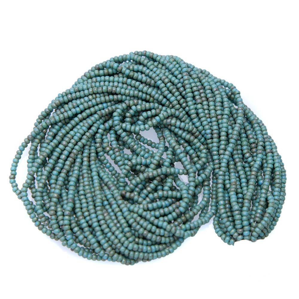 10SB165-52R: CZ Seed Bead Turquoise Blue Travertine Stone 10/0-1HK