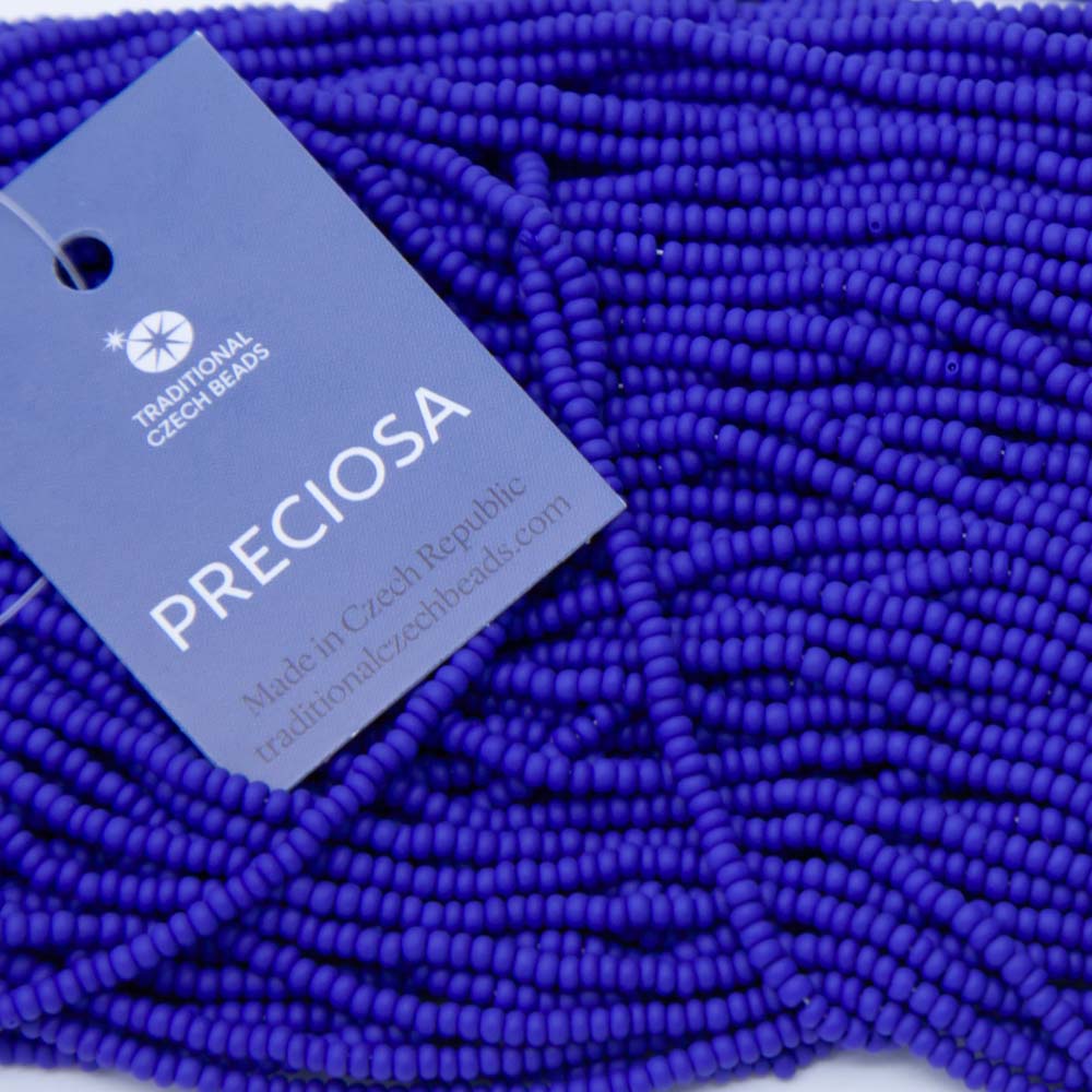 10SB174-M: Preciosa Czech Seed Bead Opaque Dark Blue Matte 10/0 -  5 Hanks