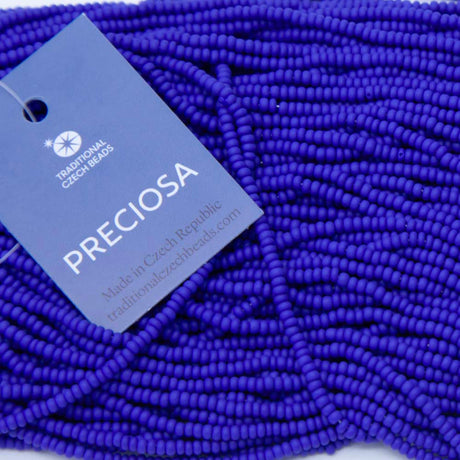10SB174-M: Preciosa Czech Seed Bead Opaque Dark Blue Matte 10/0 -  5 Hanks