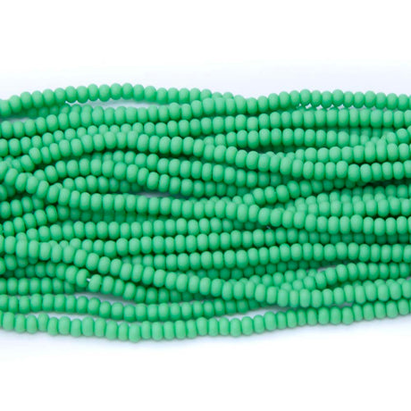 10SB182-MR: CZ Seed Bead Opaque LT Green Matte 10/0 1 Hank