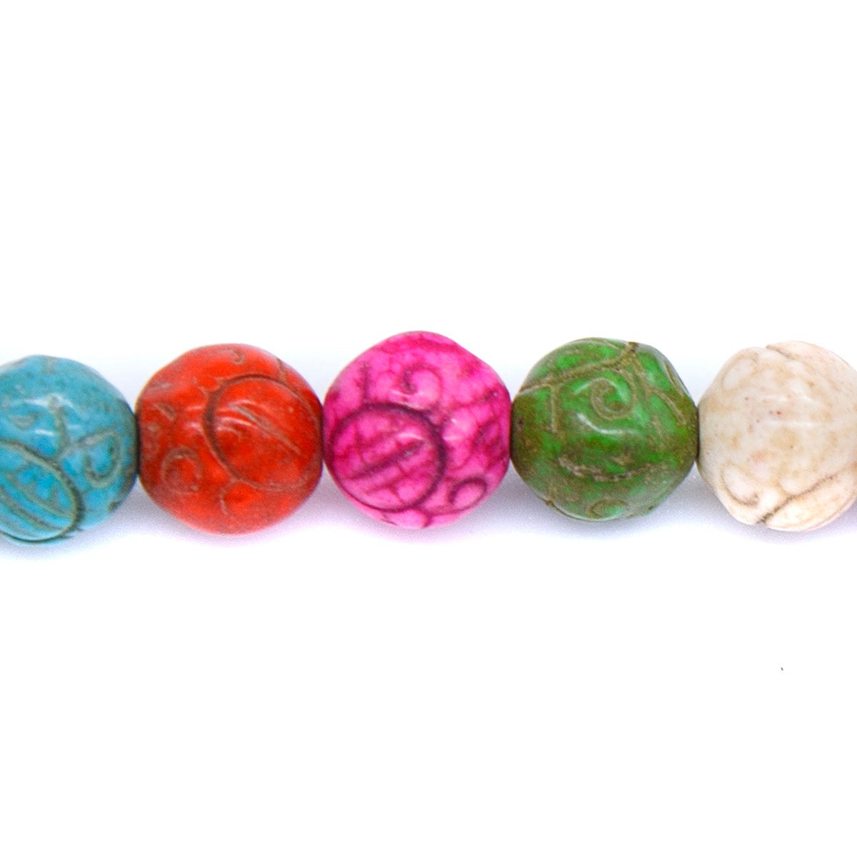 10ST612-CX: Magnesite Carved Beads Mix 10mm 15.5"