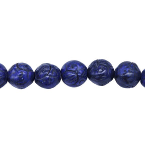10ST612-DB: Magnesite Carved Beads Dark Blue 10mm 15.5"