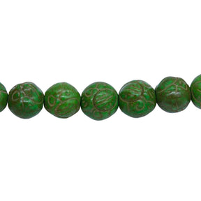 10ST612-G: Magnesite Carved Beads Green 10mm 15.5"