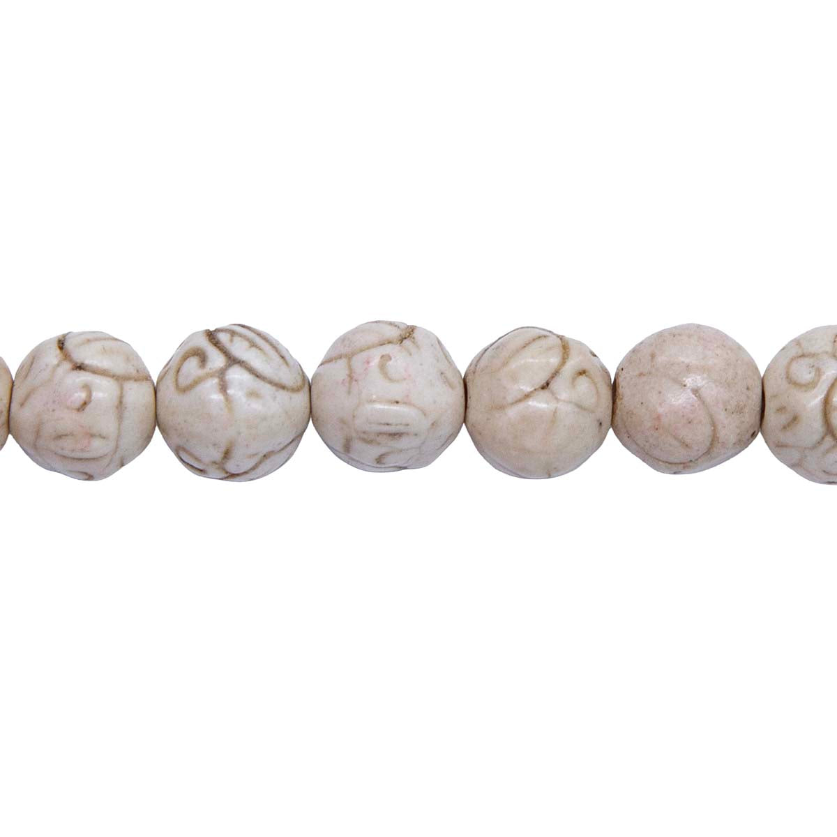 10ST612-W: Magnesite Carved Beads White 10mm 15.5"