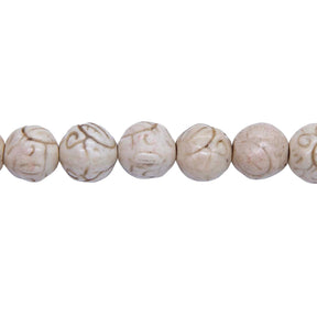 10ST612-W: Magnesite Carved Beads White 10mm 15.5"
