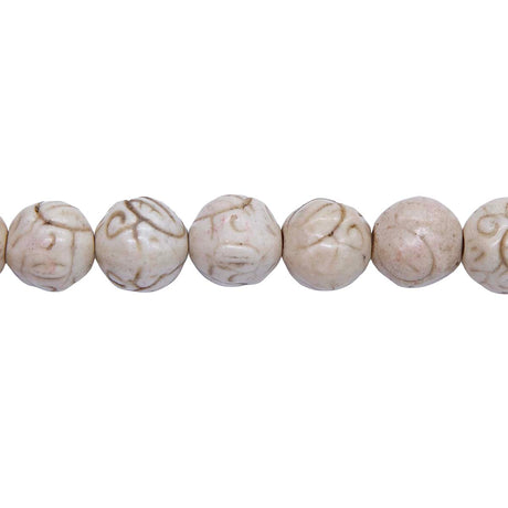 10ST612-W: Magnesite Carved Beads White 10mm 15.5"
