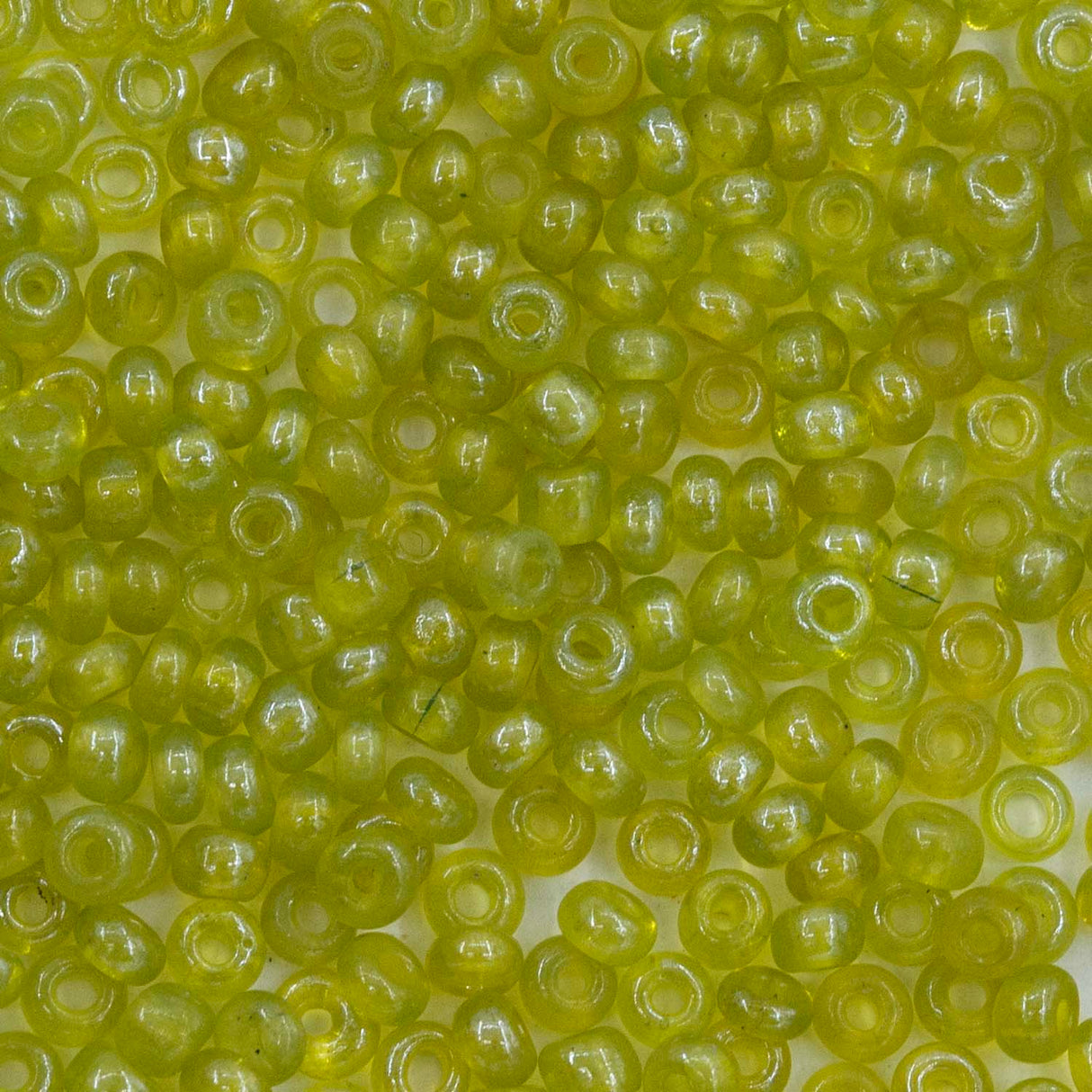 Antique Venetian 10/0 Seed Bead Transparent Luster Green Yellow #1 - 10 Grams