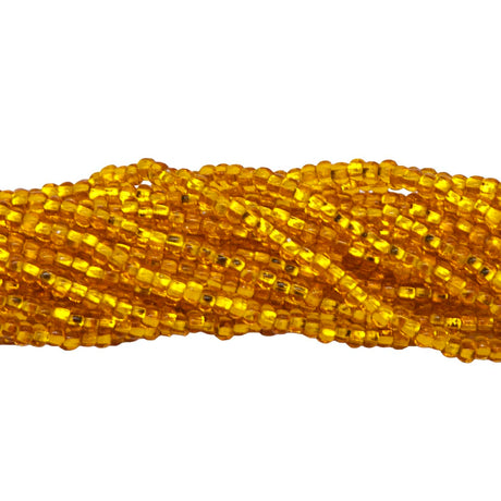 11SB431: CZ Seed Bead Silver Lined LT Orange Square/h 11/0 6HK