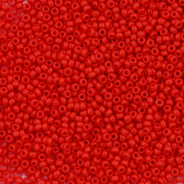 11SM142R: 11-0407R Miyuki Seed Bead 11/0 Red Vermillion Opaque - 25GM
