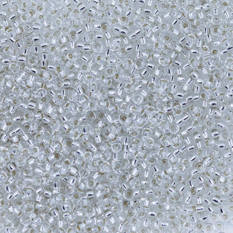 11SM412R: 11-0001R Miyuki Seed Bead 11/0 Crystal Silver Lined - 25GM