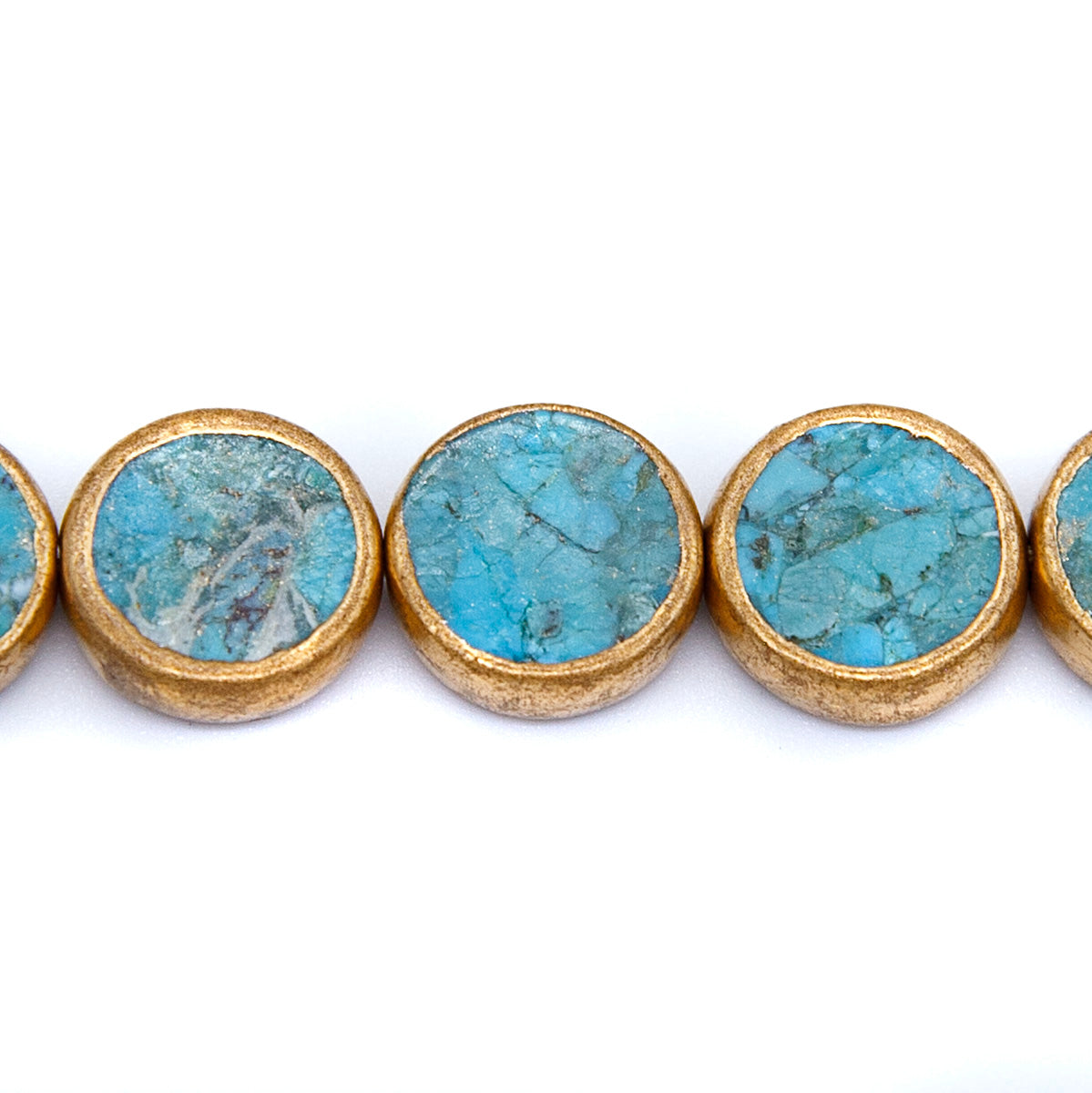 11ST413-CM: Turquoise Mosaic Copper Edge Disc 12mm