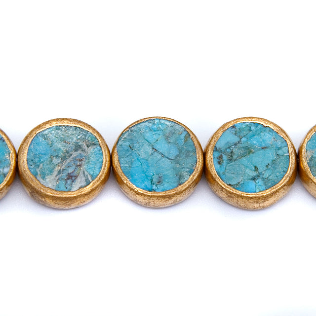 11ST413-CM: Turquoise Mosaic Copper Edge Disc 12mm