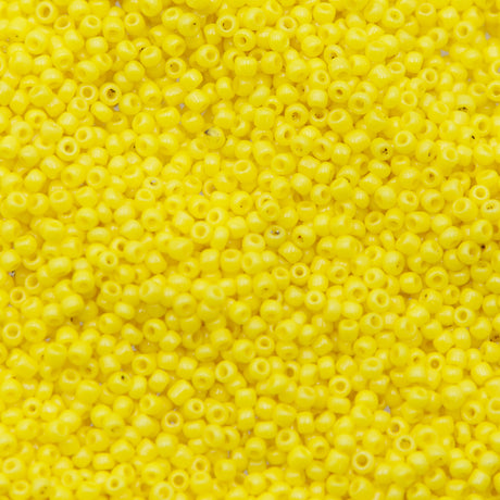 11SV100-34: Vintage Venetian Seed Bead Op Bright Yellow 11/0