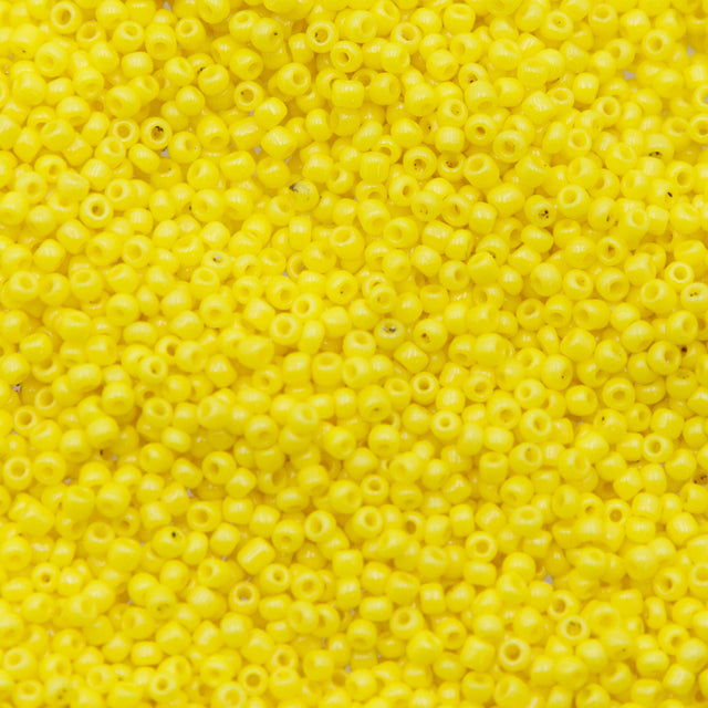 11SV100-34: Vintage Venetian Seed Bead Op Bright Yellow 11/0
