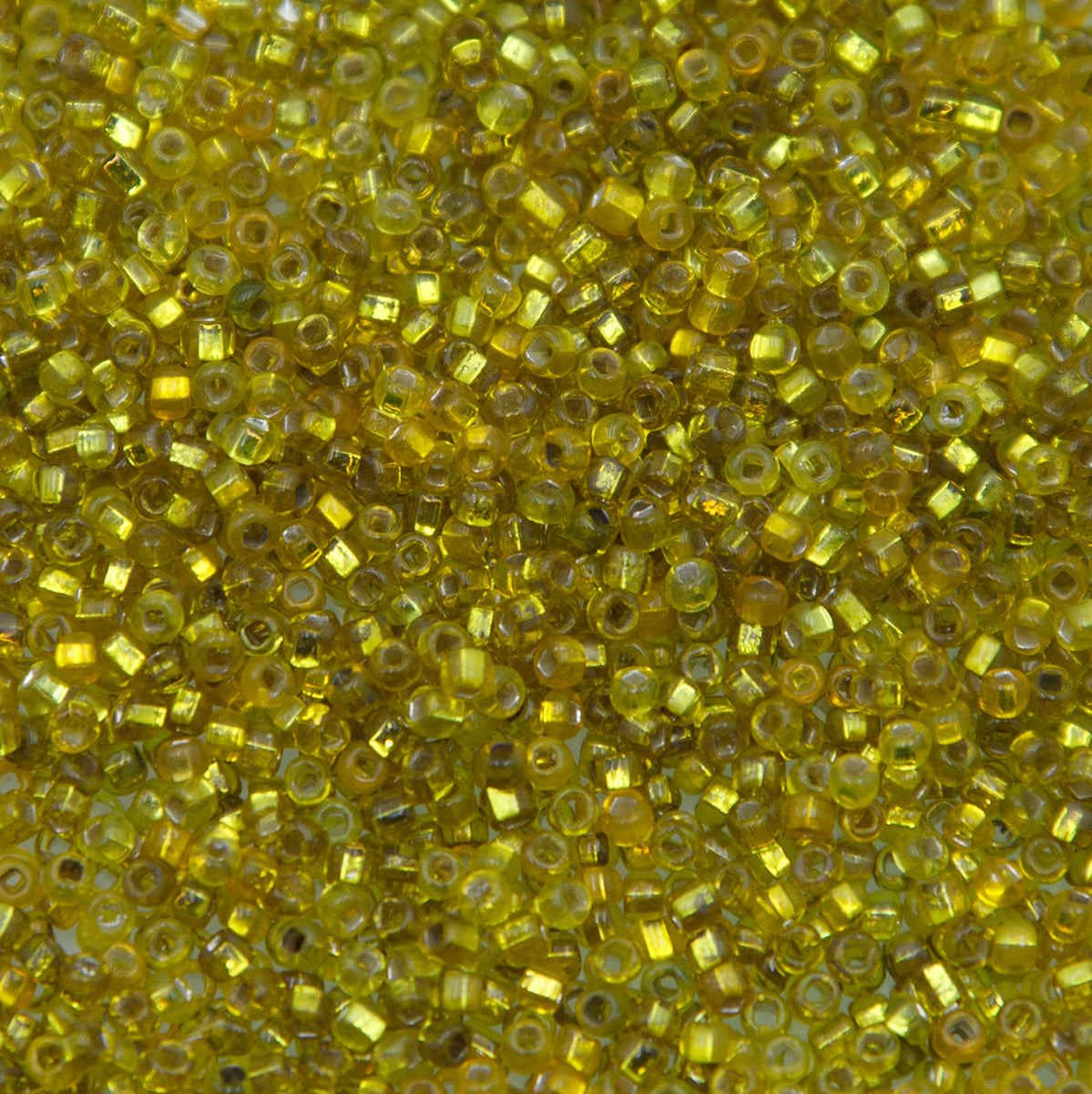 11SV100-40: Vintage Venetian Seed Bead S/L Tr Bright Yellow 11/0