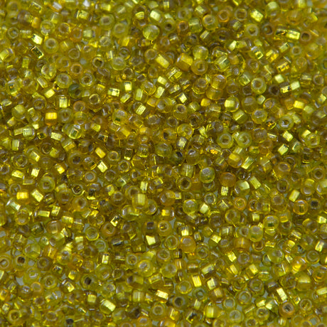 11SV100-40: Vintage Venetian Seed Bead S/L Tr Bright Yellow 11/0