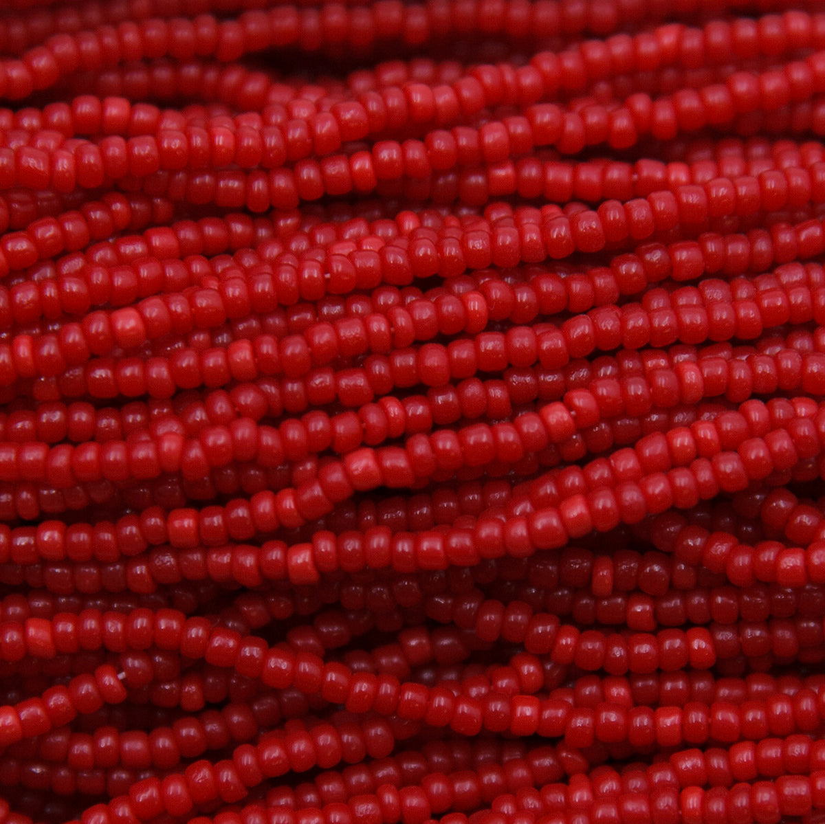 11SV100-42S: Vintage Venetian Seed Bead Op Deep Blood Red 11/0 Strung - 500 Grams