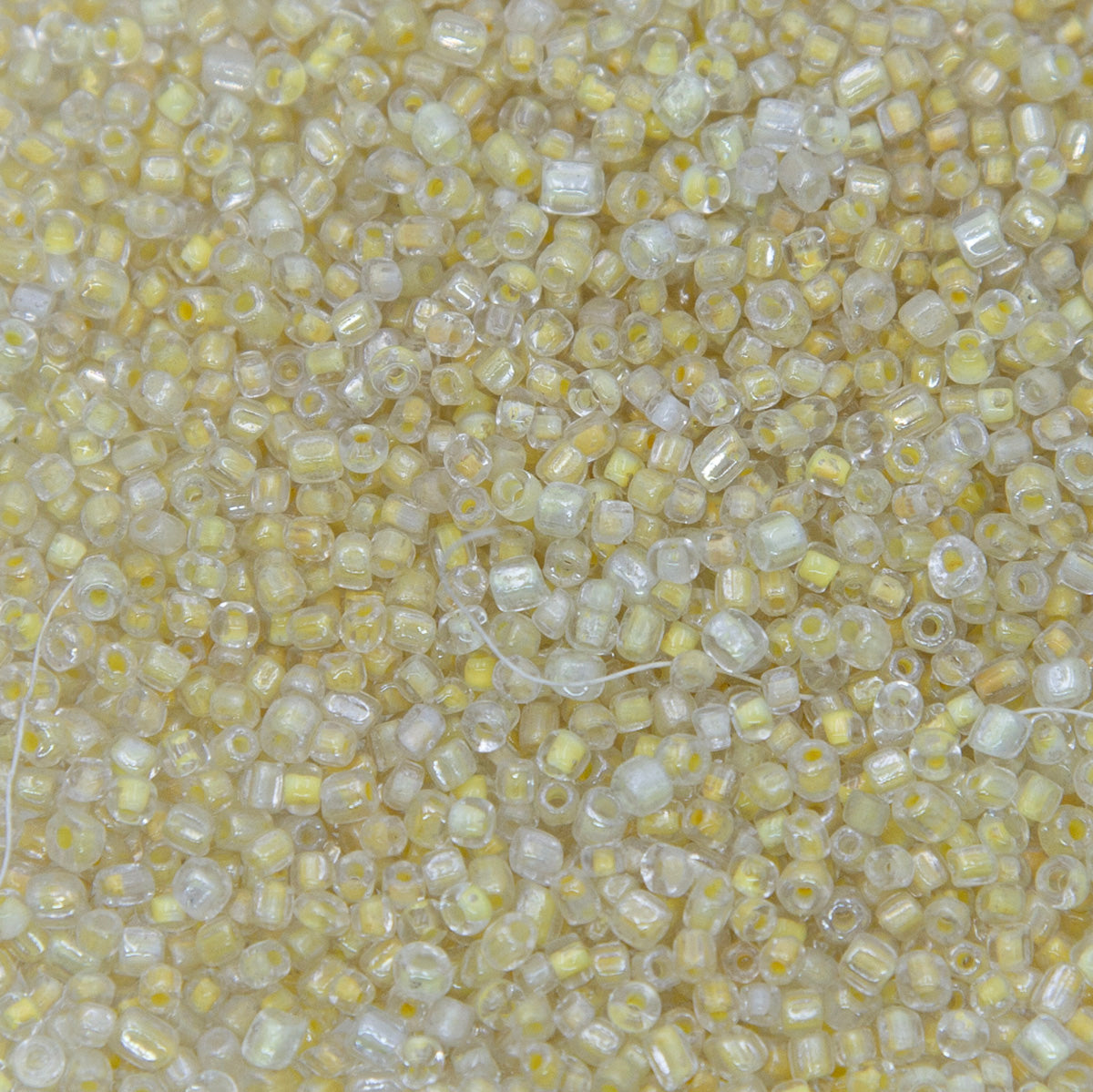 11SV100-49: Vintage Venetian C/L Yellow W Crystal 11/0