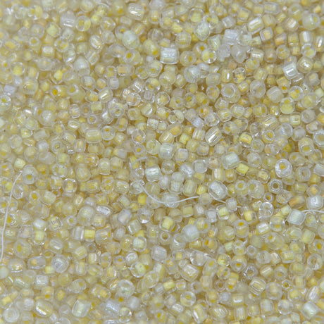 11SV100-49: Vintage Venetian C/L Yellow W Crystal 11/0