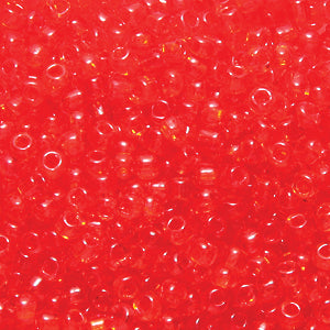 11SV236-2QR: Vintage Venetian Transparent Red Orange #2 Square Hole 11/0 50 Gram Bag