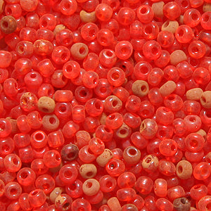11SV236-2U: Vintage Venetian Transparent Frosted Red Orange Mix 11/0 500 Grams