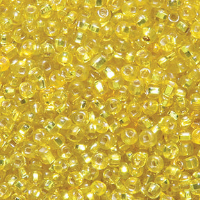 11SV425-QR: Vintage Venetian SIL-Line Green Yellow #4 Square Hole 11/0 50 Gram Bag