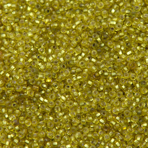 11SV426-Q: Vintage Venetian S/L Green Yellow #3 SQ Hole 11/0 500 Grams