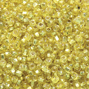 11SV426-QR: Vintage Venetian SIL-Line Green Yellow #3 Square Hole 11/0 150 Gram Bag