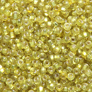 11SV427-2: Vintage Venetian S/L Green Yellow #2 SQ Hole 11/0 500 Grams