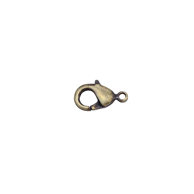 12FI142-AB: USA Made Brass Lobster Clasp Antique Brass 6x12mm 5Pc