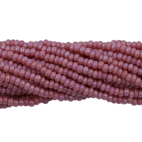 12SB593R: Preciosa Ornela CZ Seed Bead Dusty Rose AB 12/0 1 Hank