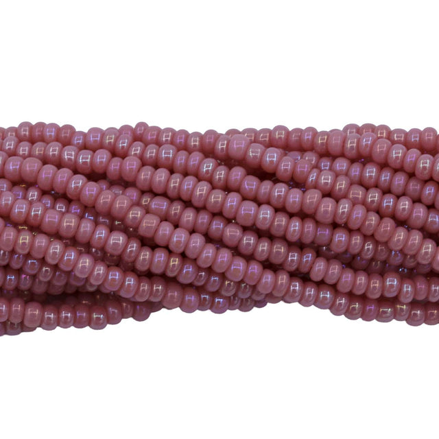 12SB593R: Preciosa Ornela CZ Seed Bead Dusty Rose AB 12/0 1 Hank