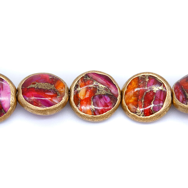 12SH385-PC: Purple Composite Spiny Oyster Copper Edge Disc 12mm