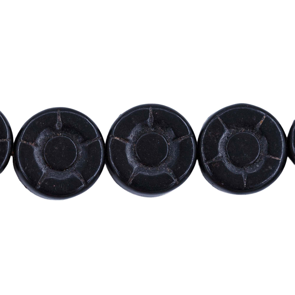 12ST612-BKS: Black Magnesite Sunflower 12mm 15.5"