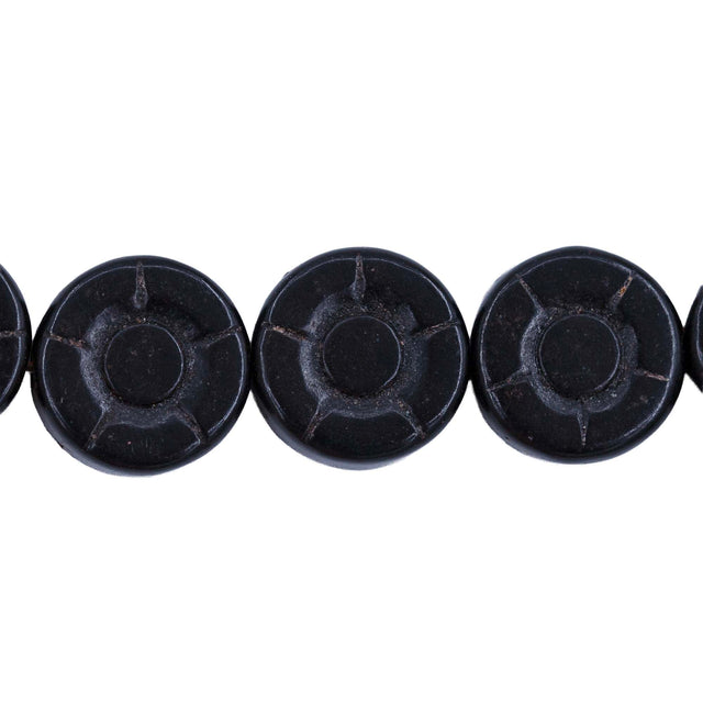 12ST612-BKS: Black Magnesite Sunflower 12mm 15.5"